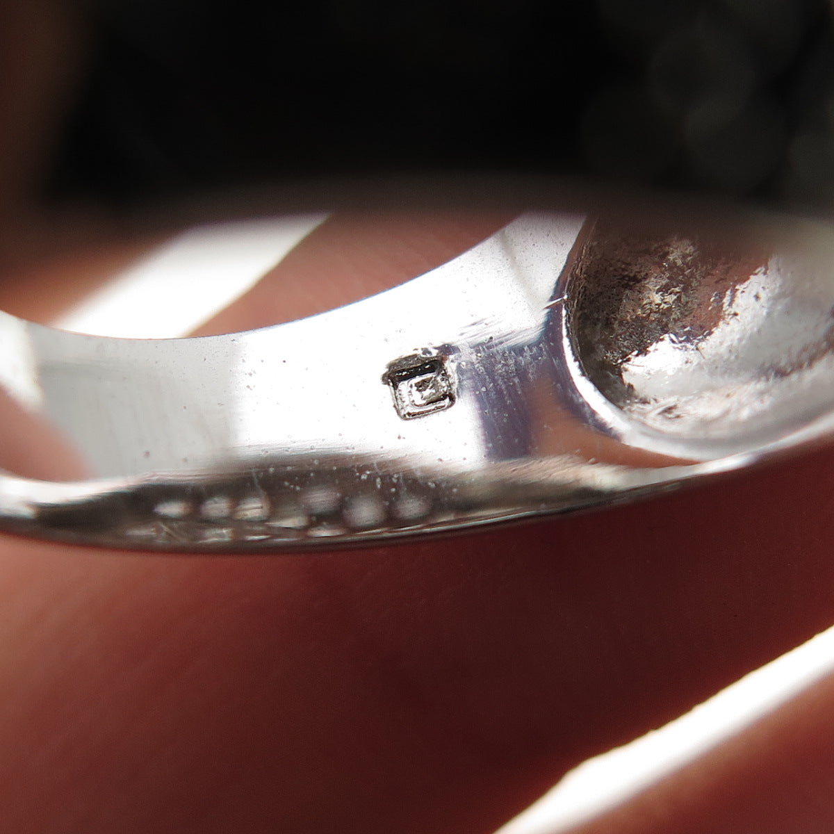 925 Sterling Silver Real Round-Cut Black Spinel & C Z Yin Yang Ring Size 6.25