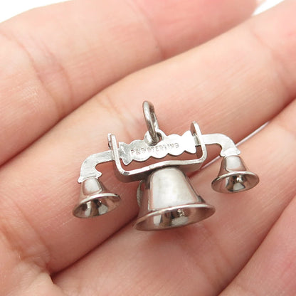 PAYE & BAKER 925 Sterling Silver 2-Tone Antique Art Deco Retro Telephone Pendant