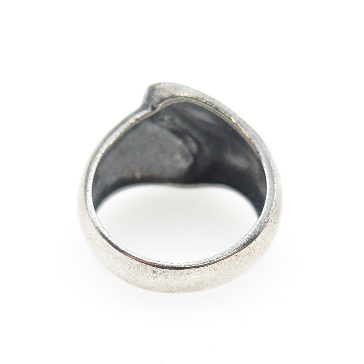 925 Sterling Silver Vintage Modernist Wavy Oxidized Ring Size 7