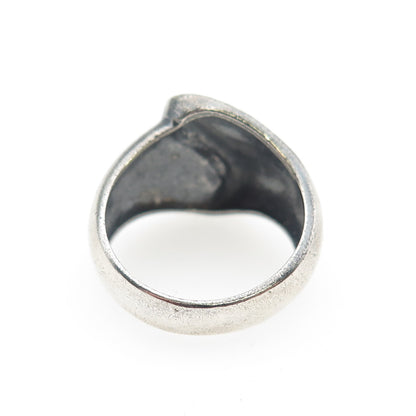 925 Sterling Silver Vintage Modernist Wavy Oxidized Ring Size 7