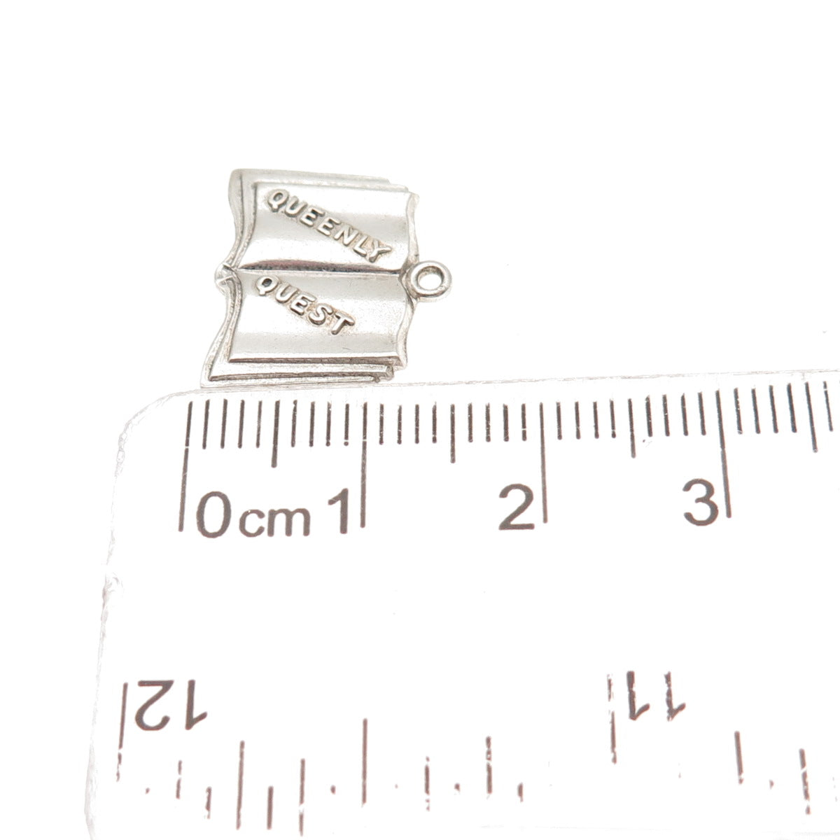 925 Sterling Silver Antique Art Deco Queenly Quest Book Mini Charm Pendant