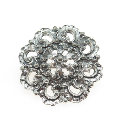 925 Sterling Silver Antique Victorian Ornate Pin Brooch / Pendant