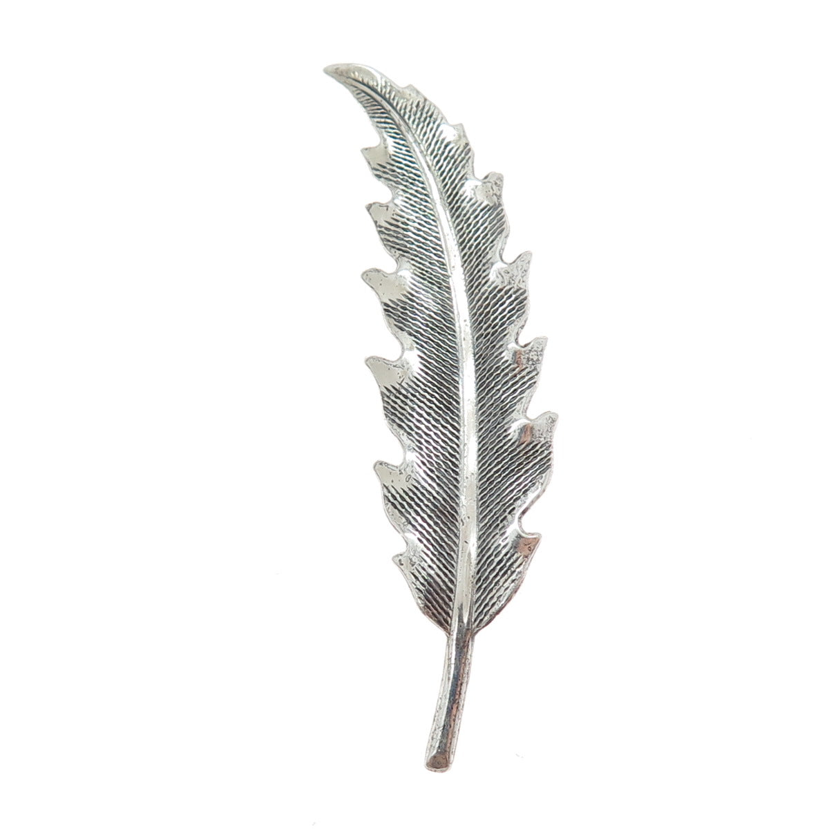 BEAU 925 Sterling Silver Vintage Feather Oxidized Pin Brooch