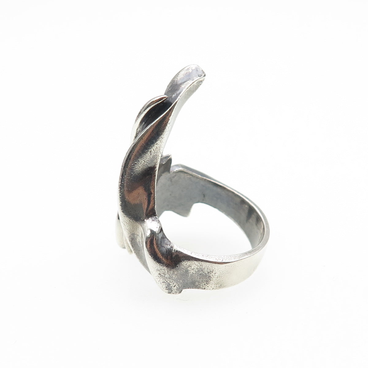 925 Sterling Silver Vintage Modernist Oxidized Ring Size 5.5