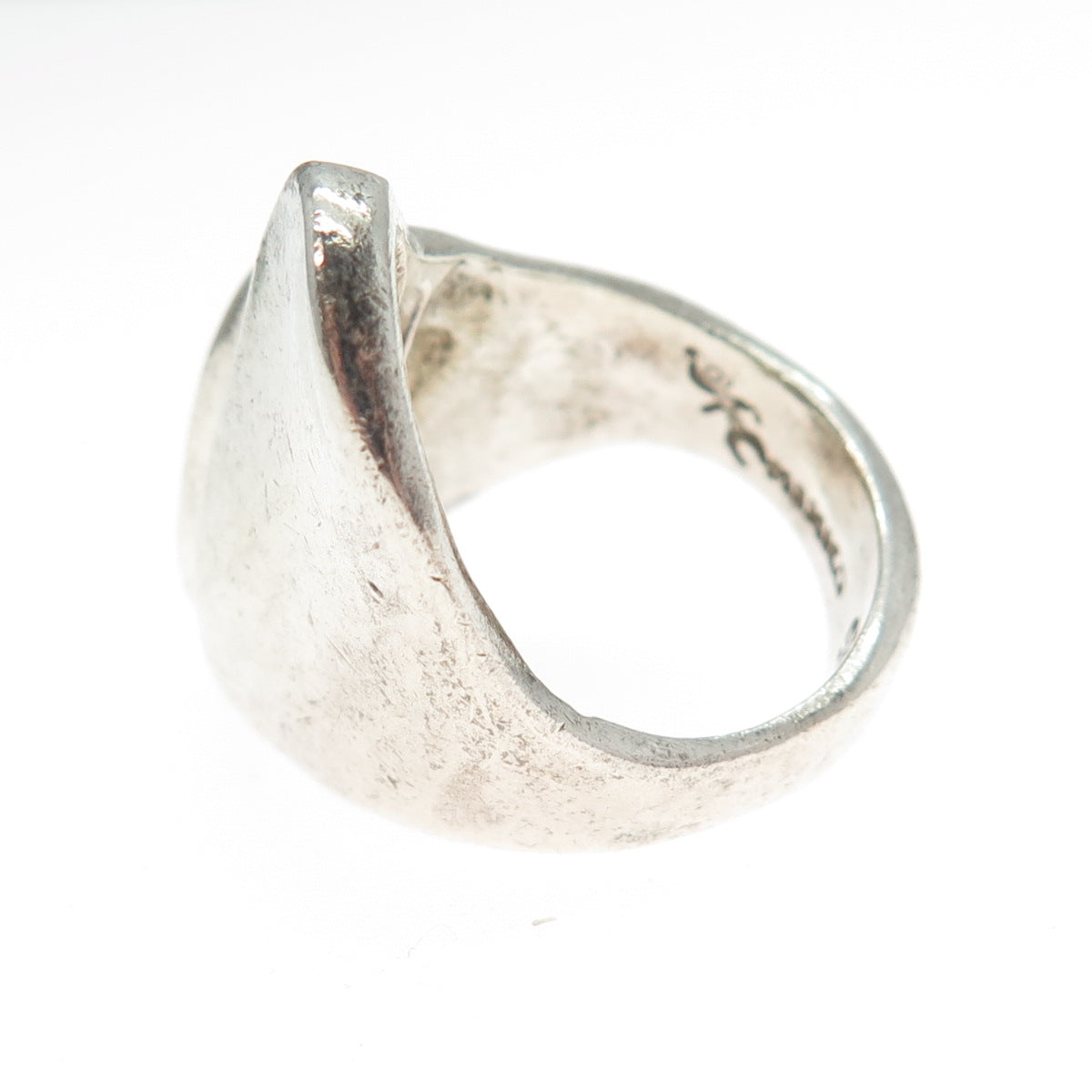925 Sterling Silver Vintage Mexico Modernist Bypass Ring Size 8.5