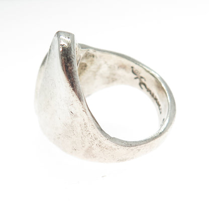 925 Sterling Silver Vintage Mexico Modernist Bypass Ring Size 8.5
