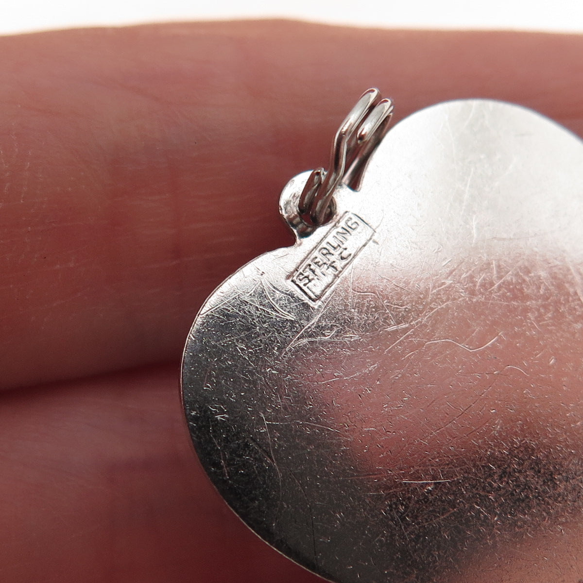 Town & Country 925 Sterling Silver Vintage Real Pearl Heart Charm Pendant
