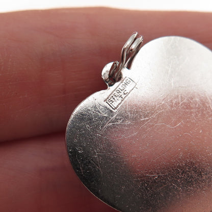Town & Country 925 Sterling Silver Vintage Real Pearl Heart Charm Pendant