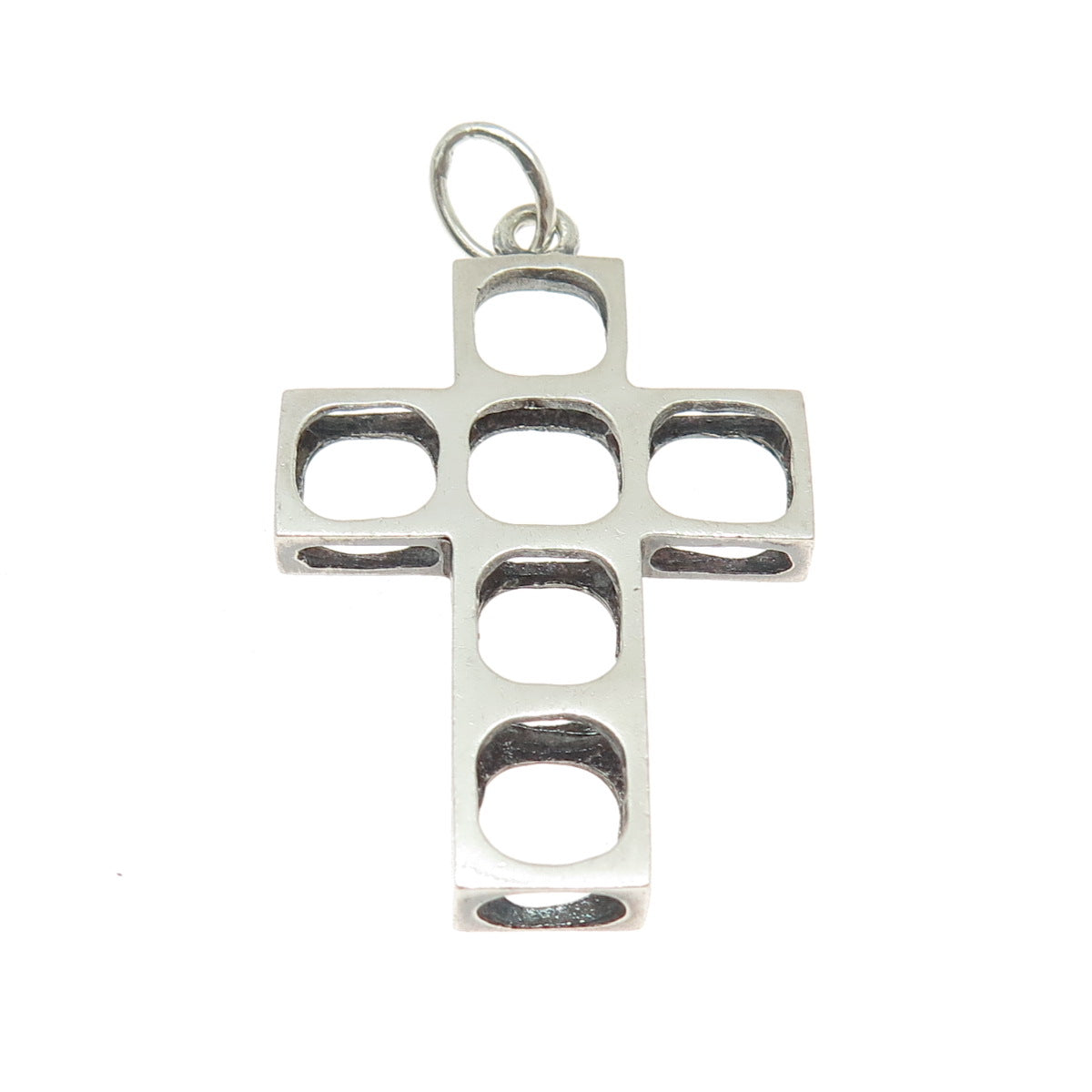 925 Sterling Silver Vintage Open Geometric Cross Pendant