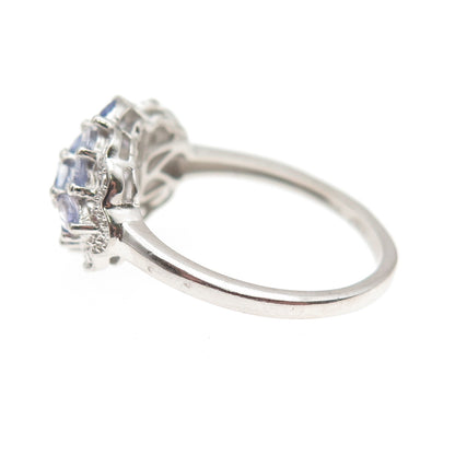 Chuck Clemency 925 Sterling Silver Real Marquise-Cut Tanzanite Ring Size 7