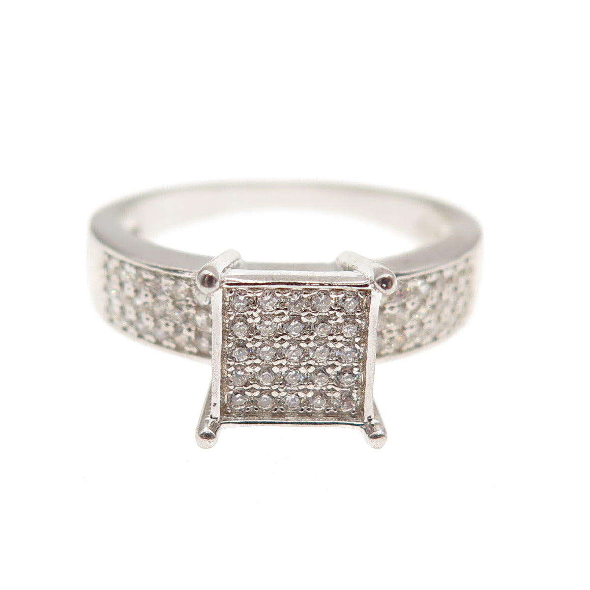 925 Sterling Silver Round-Cut C Z Engagement Ring Size 7