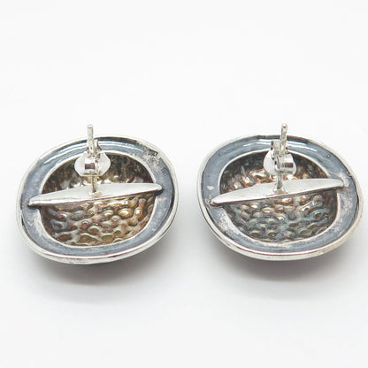 925 Sterling Silver Vintage Italy Hammered Finish Earrings