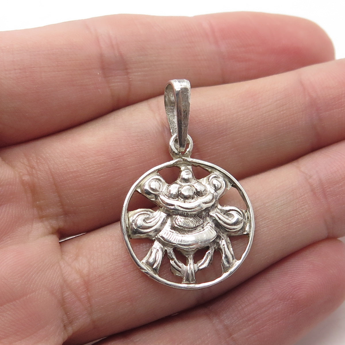 925 Sterling Silver Vintage Beetle Symbol Pendant