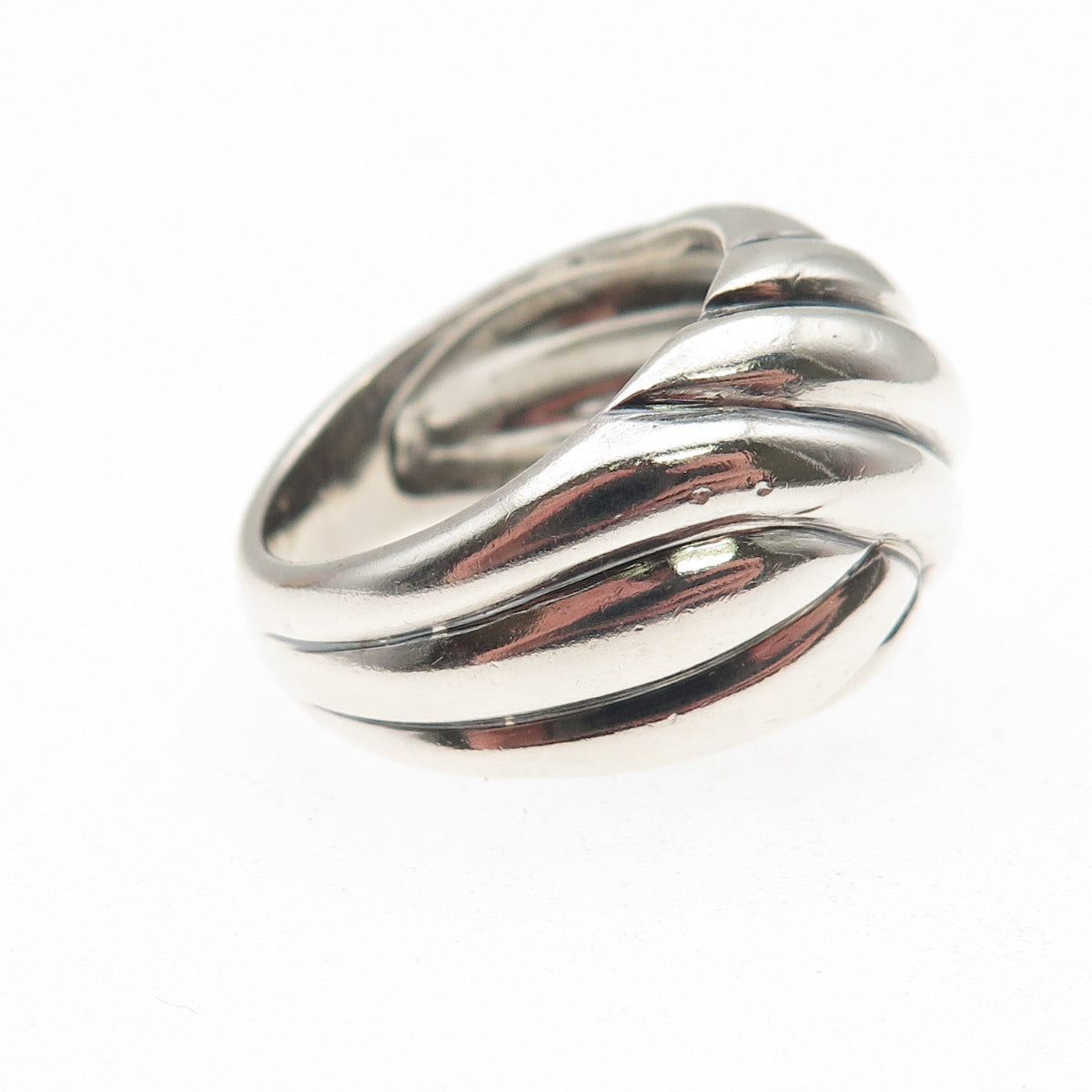 925 Sterling Silver Vintage Modernist Oxidized Ring Size 6.75
