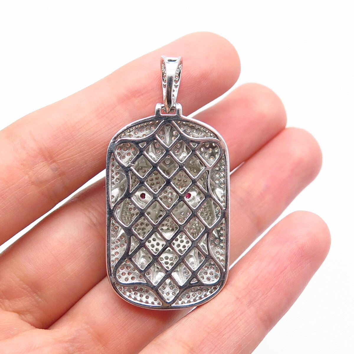 925 Sterling Silver Lab-Created Ruby & C Z Wile Animal Pendant