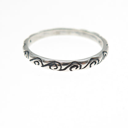 SHUBE 925 Sterling Silver Vintage Spiral Oxidized Stackable Band Ring Size 9