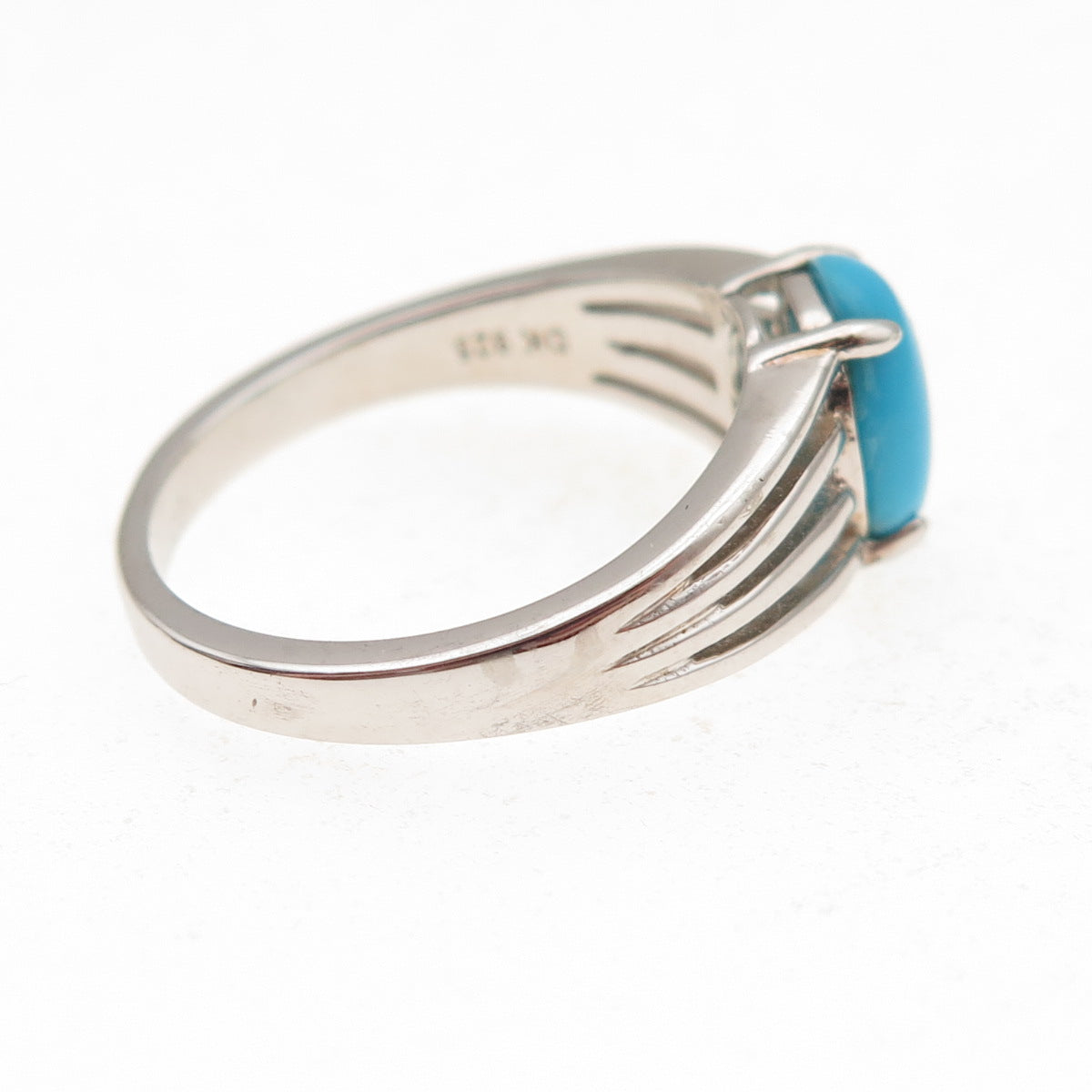 925 Sterling Silver Real Cabochon Sleeping Beauty Turquoise Ring Size 8