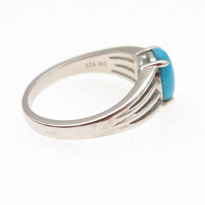 925 Sterling Silver Real Cabochon Sleeping Beauty Turquoise Ring Size 8