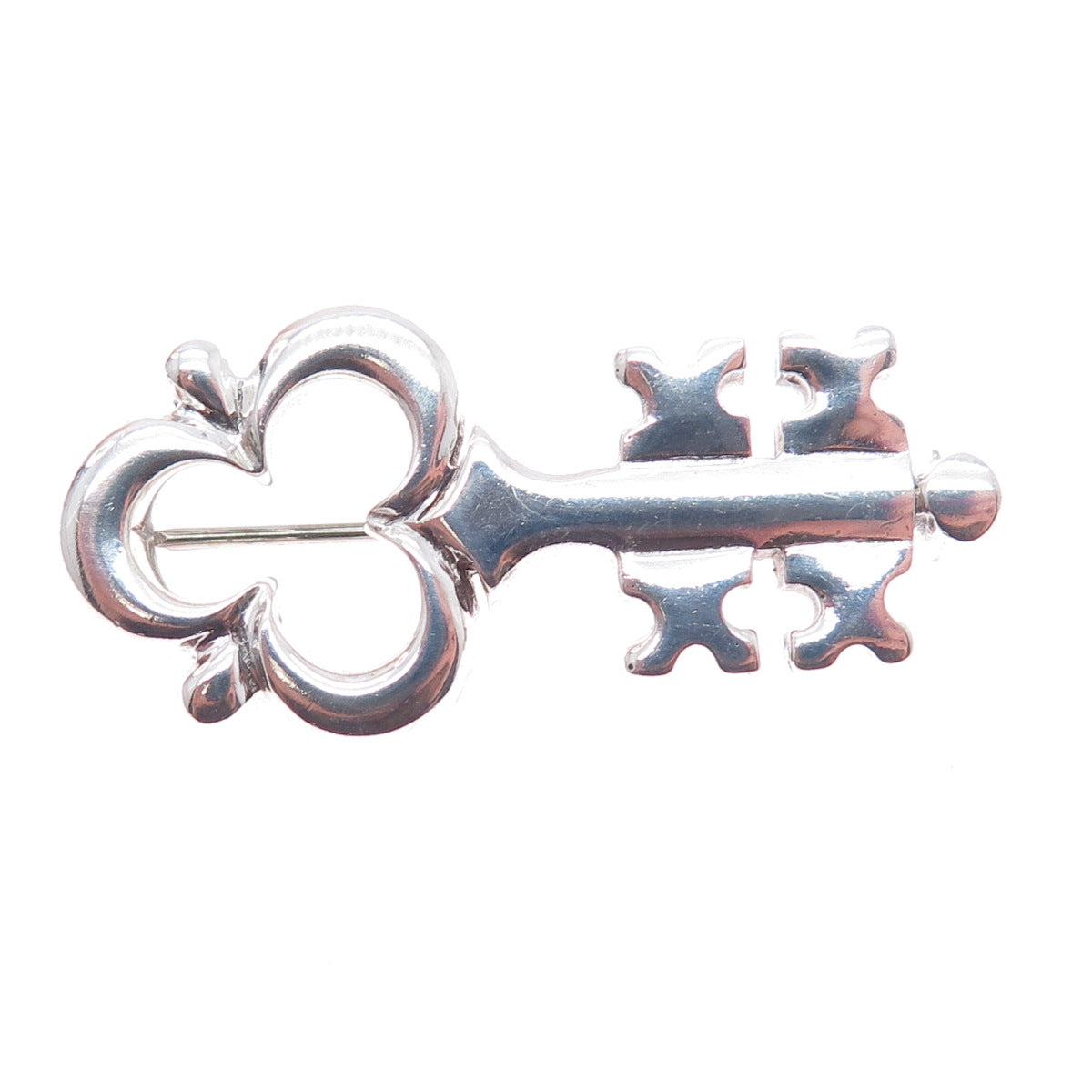 ZINA 925 Sterling Silver Vintage Club Key Pin Brooch