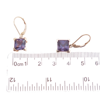 ROSS SIMONS Sterling Gold Plated Lab-Created Peacock Sapphire Dangle Earrings