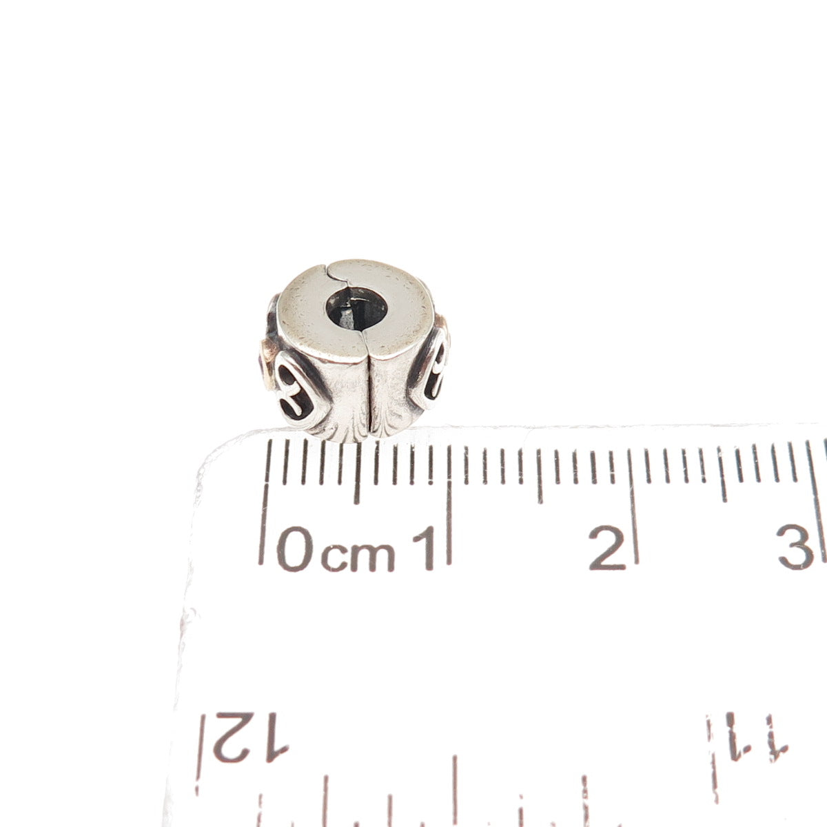 PANDORA 925 Sterling Silver & Gold Real Ruby Double Heart Clip Charm