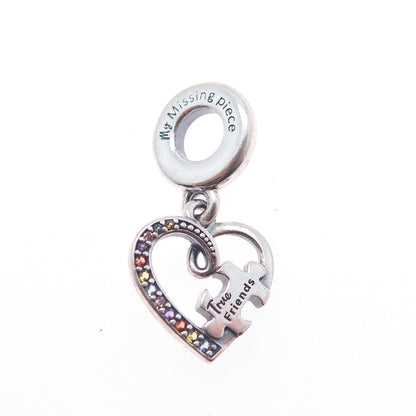 PANDORA 925 Sterling Silver C Z My Missing Piece Puzzle Heart Dangle Charm