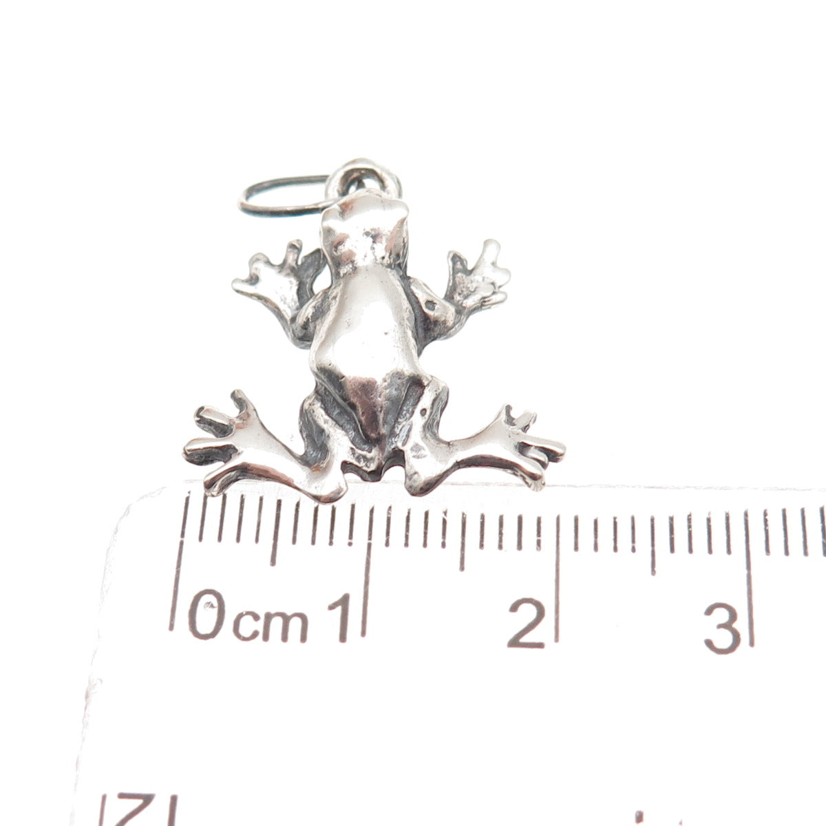 925 Sterling Silver Vintage Frog For Good Luck Oxidized 3D Charm Pendant
