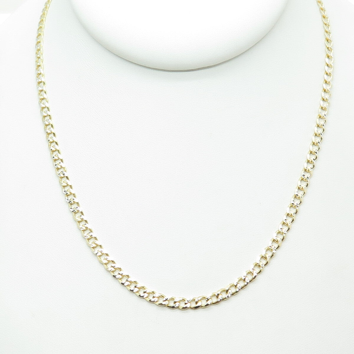 P. LUX 925 Sterling Silver Gold Plated Italy Diamond-Cut Curb Chain Necklace 24"