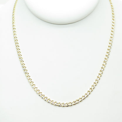P. LUX 925 Sterling Silver Gold Plated Italy Diamond-Cut Curb Chain Necklace 24"