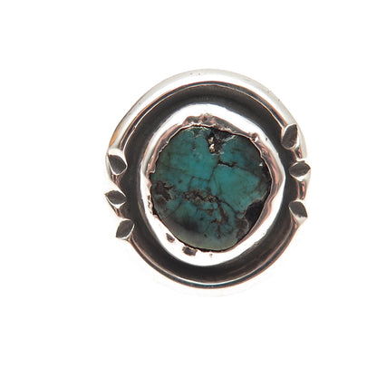 Old Pawn Sterling Silver Vintage Southwestern Turquoise Tribal Ring Size 3.75
