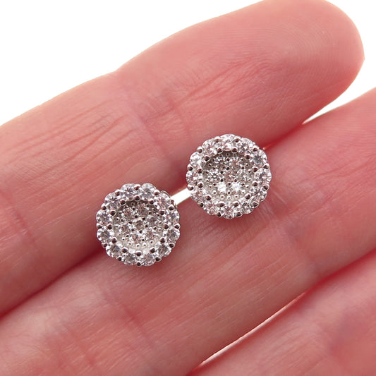 925 Sterling Silver Round-Cut C Z Stud Earrings