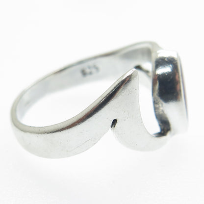 925 Sterling Silver Vintage Real Carnelian Modernist Oxidized Ring Size 6.25
