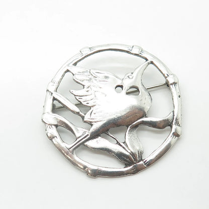 925 Sterling Silver Vintage Stork Bird Pin Brooch