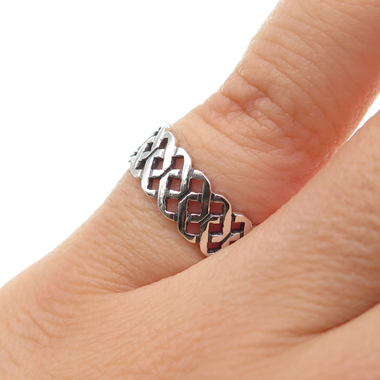 925 Sterling Silver Vintage Celtic Knot Band Ring Size 5.25