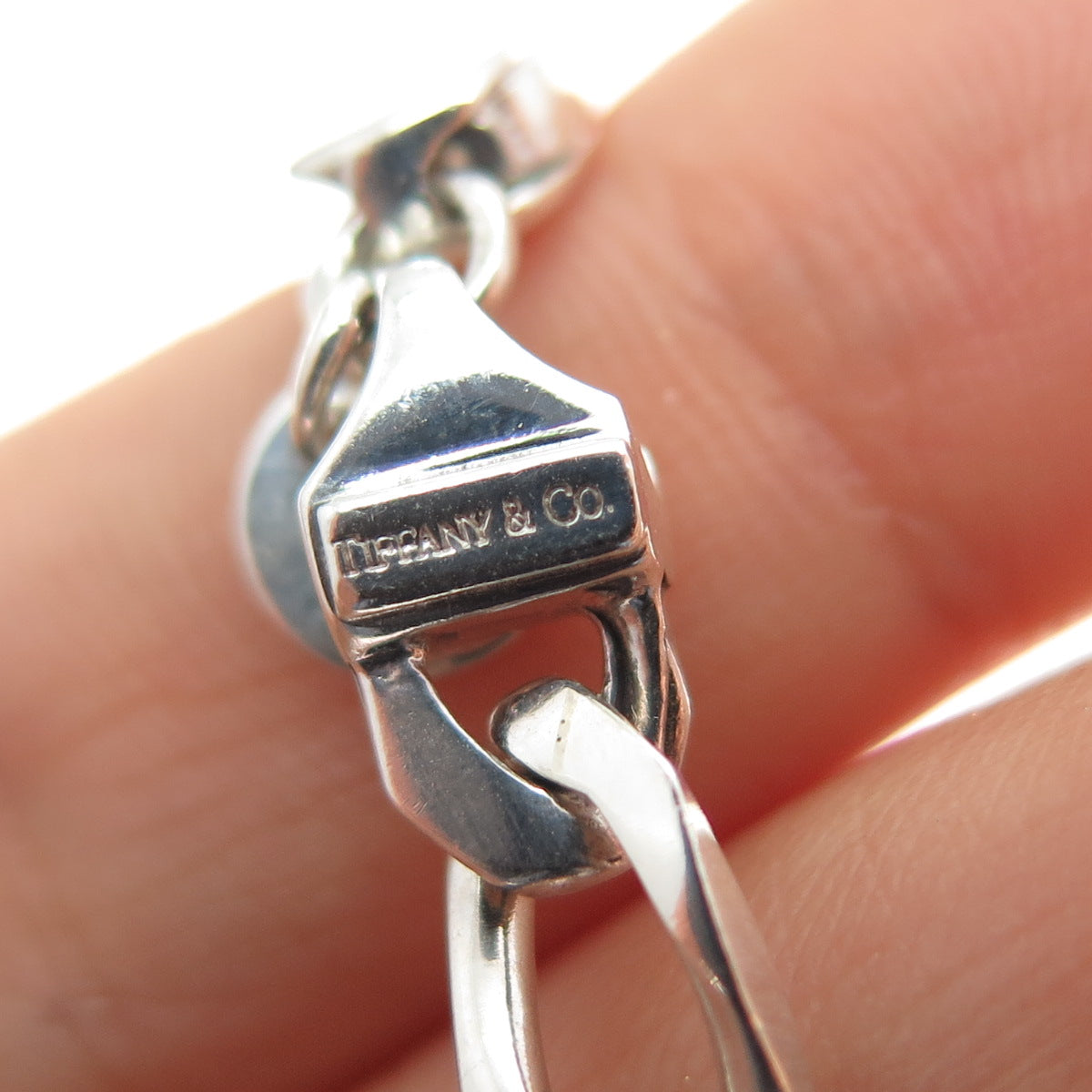 TIFFANY & CO. 18K Gold 925 Sterling Silver Vintage Curb Link Bracelet 7.25"