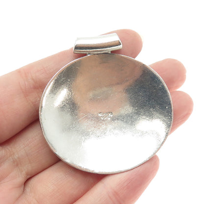 925 Sterling Silver Vintage Mexico Real Tiger Eye Greek Maze Slide Pendant