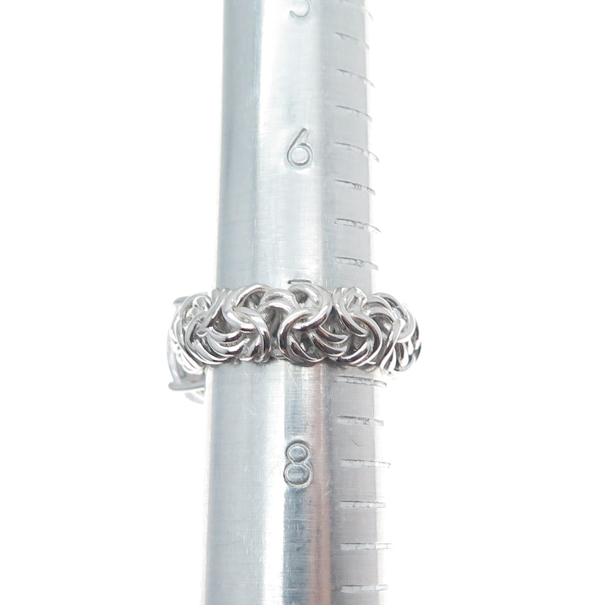 MICHELLE LEE CREATIONS 925 Sterling Silver Oval-Cut C Z Byzantine Ring Size 7.5