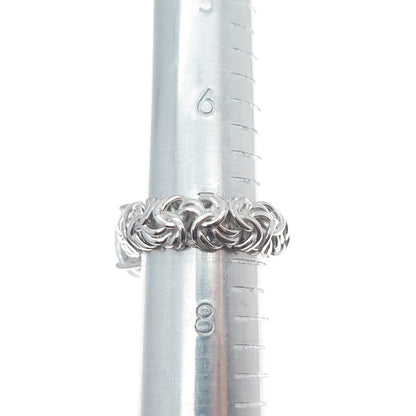 MICHELLE LEE CREATIONS 925 Sterling Silver Oval-Cut C Z Byzantine Ring Size 7.5