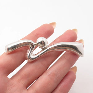 925 Sterling Silver Vintage Mexico Modernist Pin Brooch