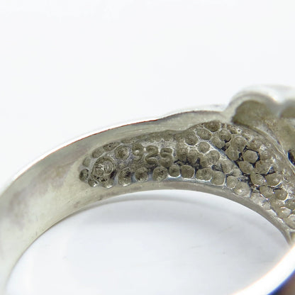 925 Sterling Silver Vintage Ribbed Ring Size 8.25