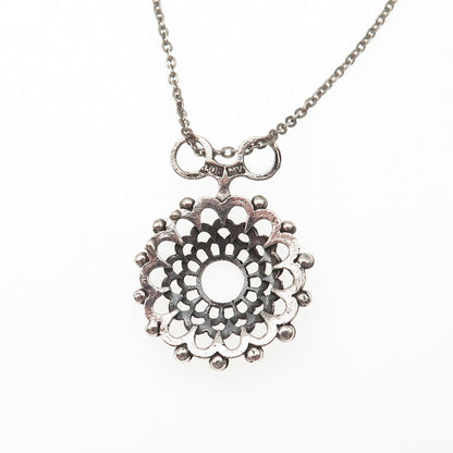 Martti Viikinniemi 830H Silver Vintage Finland Modernist Floral Necklace 16"
