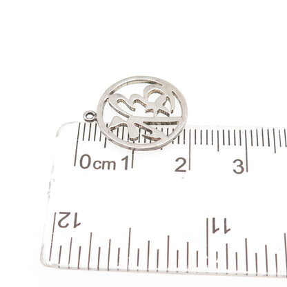 925 Sterling Silver Vintage Good Fortune Chinese Character Mini Charm Pendant