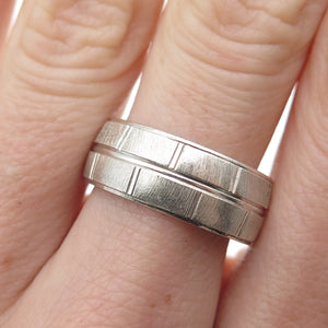 925 Sterling Silver Vintage Textured Band Ring Size 7.5