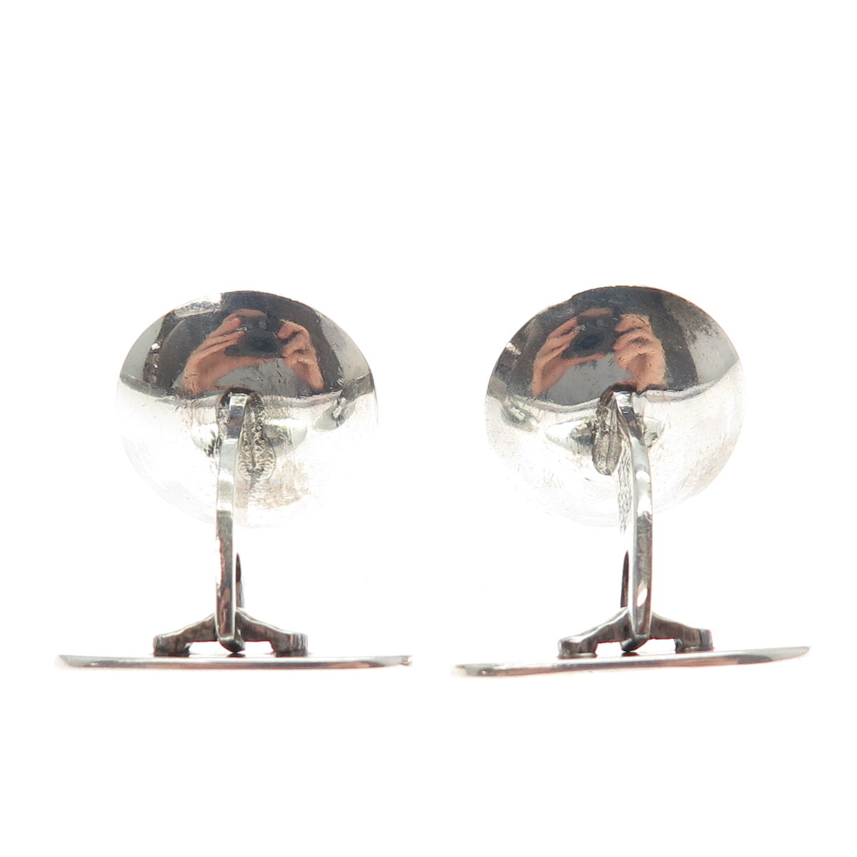 N.E. FROM 925S Sterling Silver Vintage Denmark Real Hematite Modernist Cufflinks