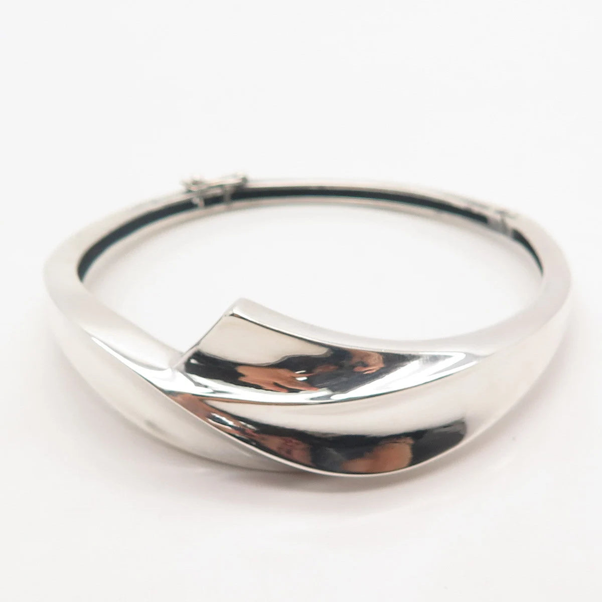 925 Sterling Silver Vintage Modernist Bangle Bracelet 6.75"