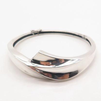 925 Sterling Silver Vintage Modernist Bangle Bracelet 6.75"