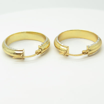 HAN 925 Sterling Silver Gold Plated Hammered Hoop Earrings