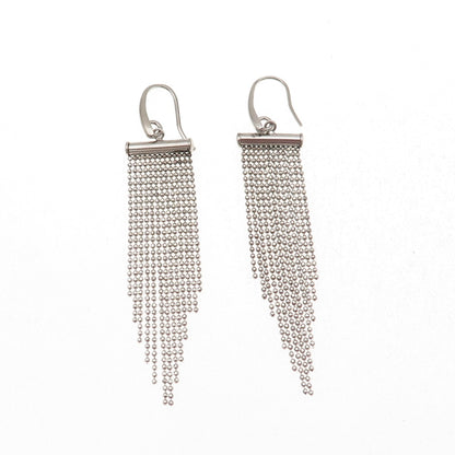 Dasan 925 Sterling Silver Vintage Italy Ball Beaded Tassel Dangle Earrings