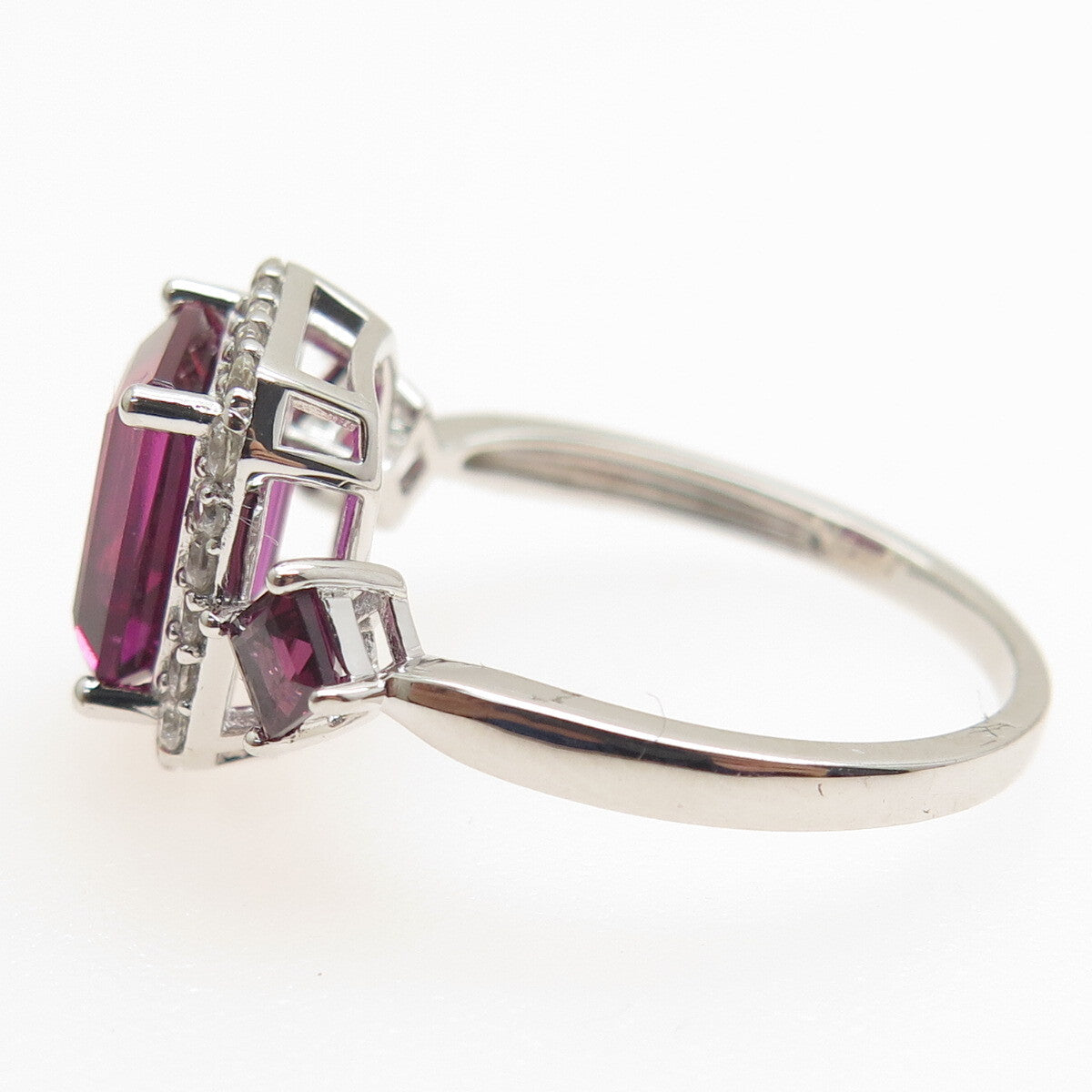 925 Sterling Silver Lab-Created Sapphire & Real White Topaz Ring Size 8