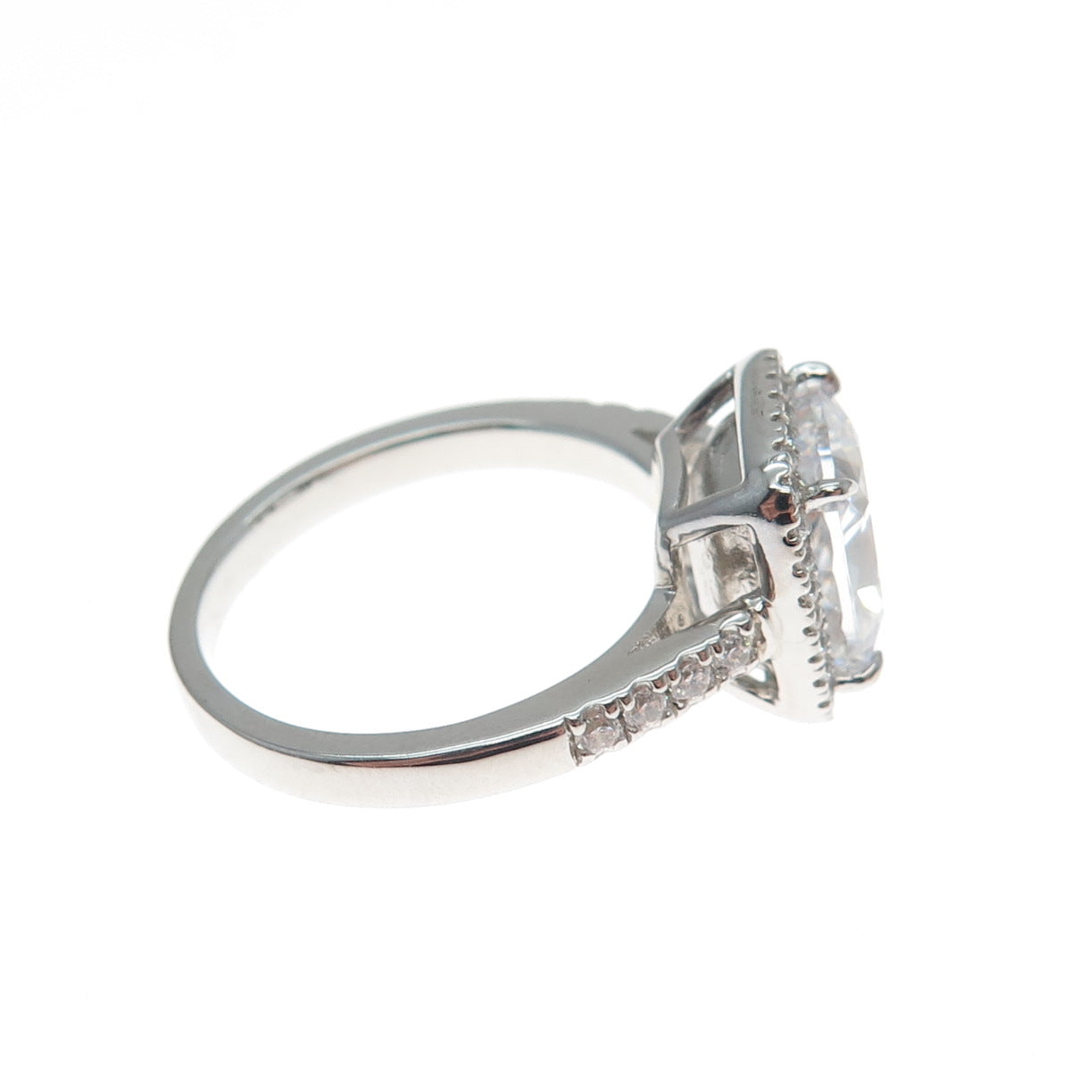 DSMK 925 Sterling Silver Cushion & Round-Cut Shaped C Z Sparkle Ring Size 7.25
